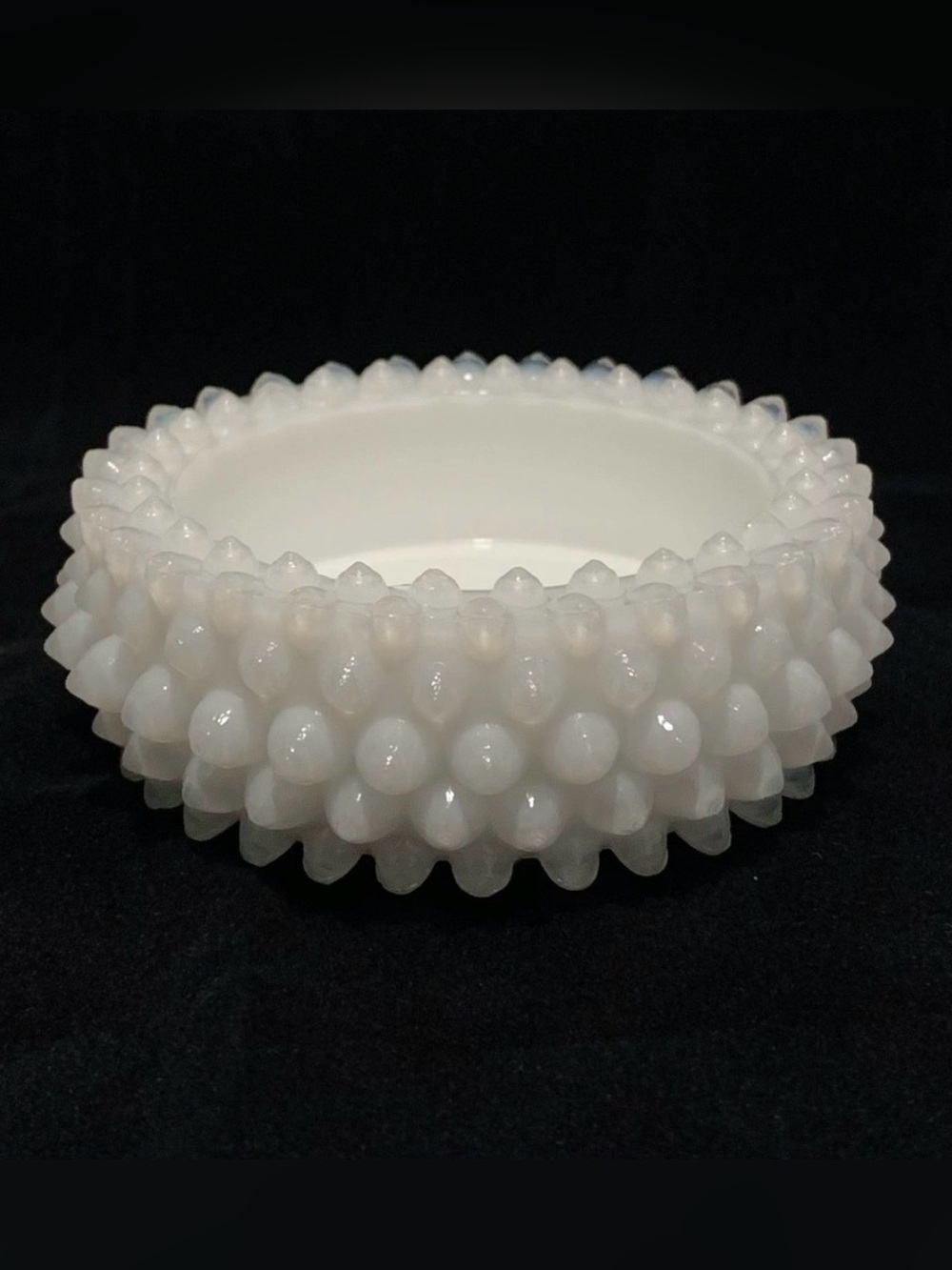 White Opalescent Hobnail Milk Glass Salt Cellar - Picture 2 of 8